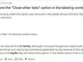 谷歌：根据用户反馈，我们将恢复 Chrome 的“关闭其他选项卡”