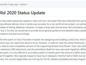 Vue.js 框架作者公布 Vue 3 最新进展